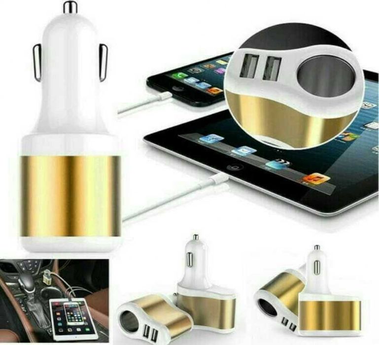 Ładowarka Samochodowa 2 Porty USB Z Gniazdem Zapalniczki 12/24 V