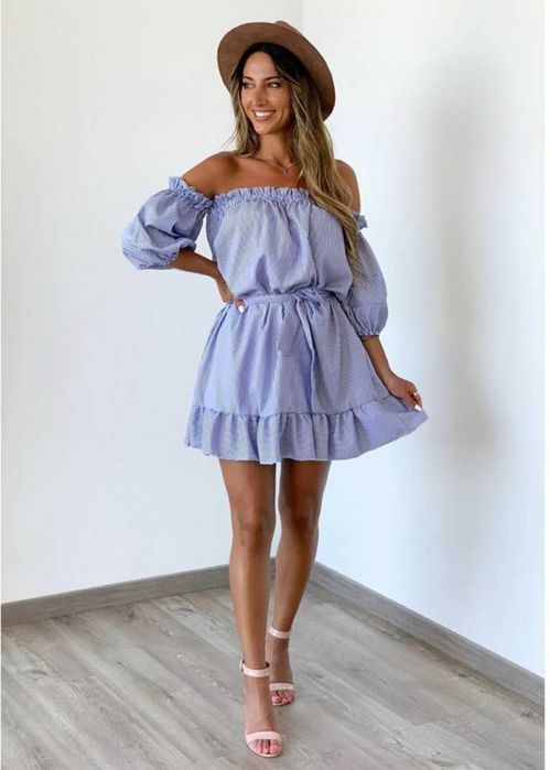 Vestido NOVO às riscas azul/branco