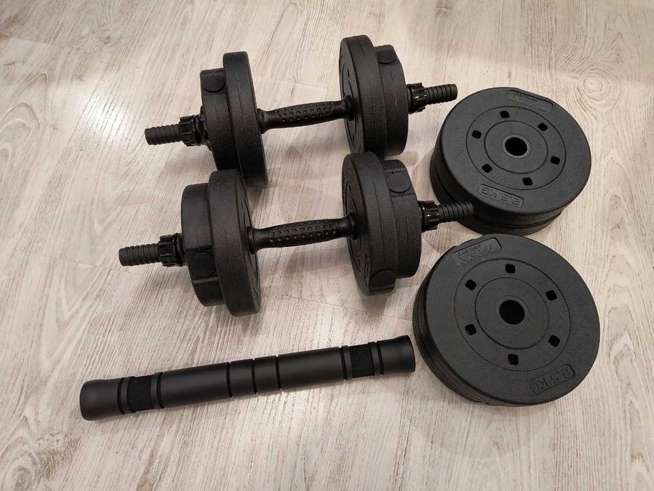 NOWY Zestaw Hantli Regulowane Hantle Do Ćwiczeń Domu Sztanga 20kg Ciężarki Gryf Bitumiczne Z Gryfem 20kg 2x10kg OKAZJA WYPRZEDAŻ