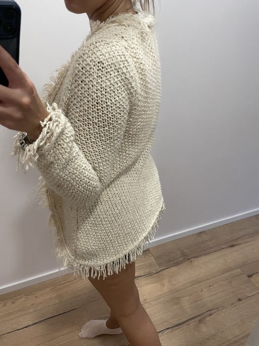 Sweterek sweter kardigan Zara Knit 38 M frędzelki