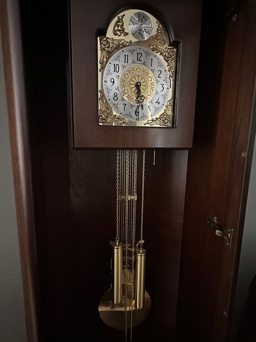Zegar stojący podłogowy, drewniany, mechaniczny. Franz Hermle-Niemcy
