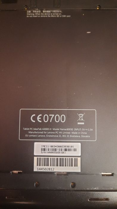 Планшет Lenovo IdeaTab A3000-H на запчастини (Жива батарея 4V, цілий с