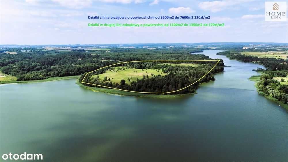 Działki z panoramicznym widokiem na jezioro.