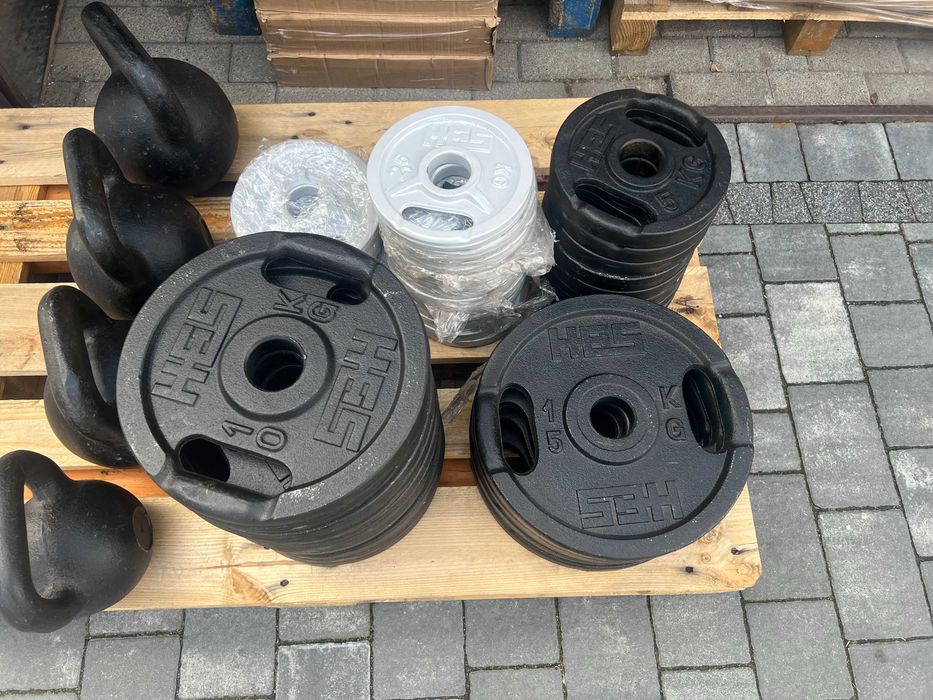Obciążenie Żeliwne Olimpijskie HES 4x 5kg z uchwytami na gryfy 50mm