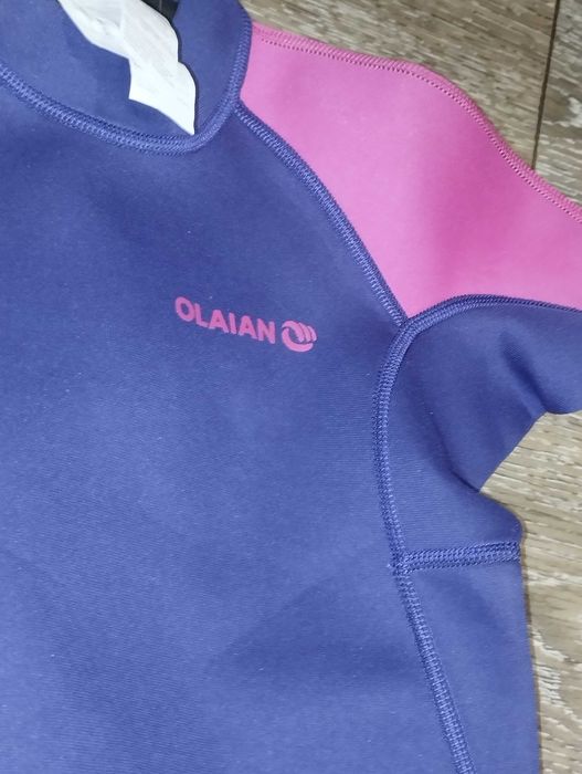 Дитячий фіолетово-рожевий короткий гідрокостюм Olaian Decathlon з неопрену, 10 років