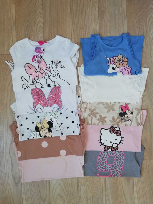 Mega paka bluzeczki bluzki krótki rękaw 122/128 H&M Minnie Hello Kitty
