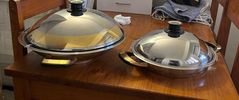 Grelhador e wok em inox Euromarket novos