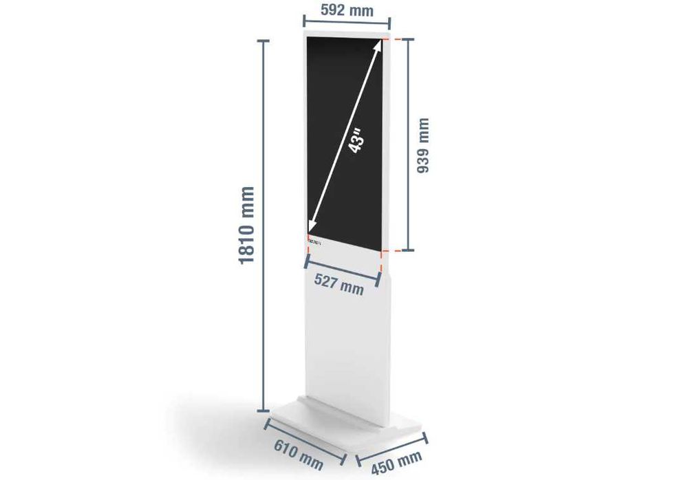 Totem/Infokiosk reklamowy DKS-LED43 wraz ze skrzynką transportową