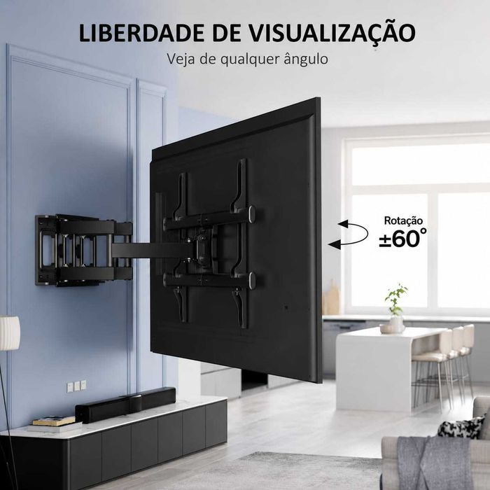 Suporte de parede para TV de 37-85 polegadas, giratório e inclinado