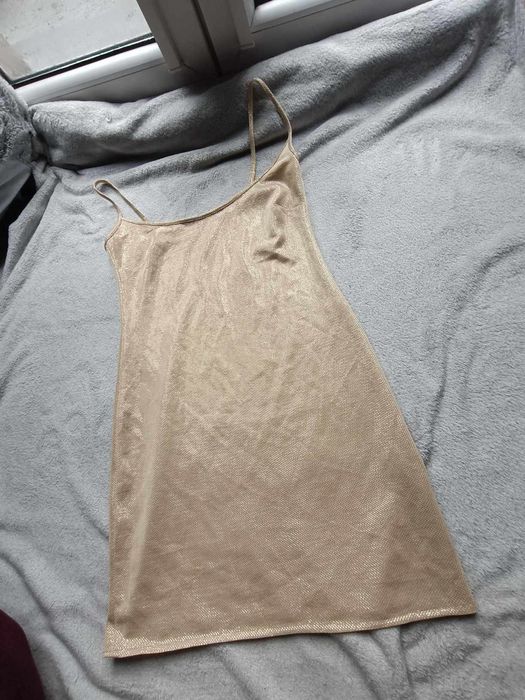 Sukienka obcisła złota beżowa S, 36