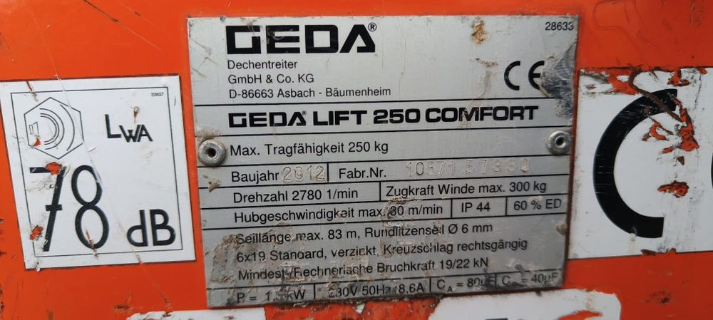 Wciągarka do dachówki geda 15 m winda dekarska