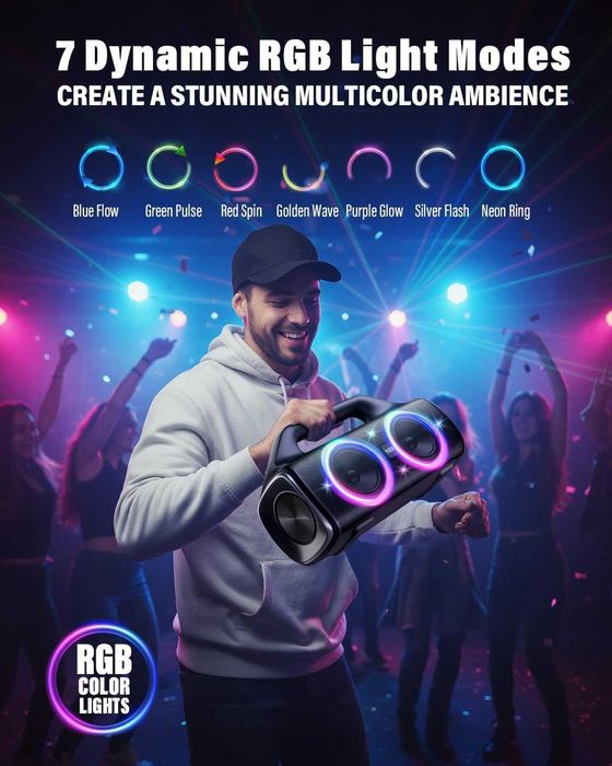 Głośniki Bluetooth, YIER 80 W przenośny głośnik