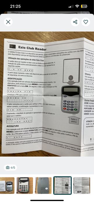 Leitor cartões Multibanco bancários Gemalto Ezio Club - Novo