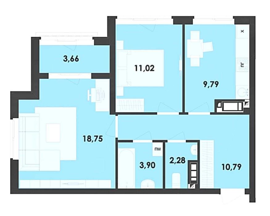 Продаж 2 к. квартири  в сучасному житловому комплексі River City.
