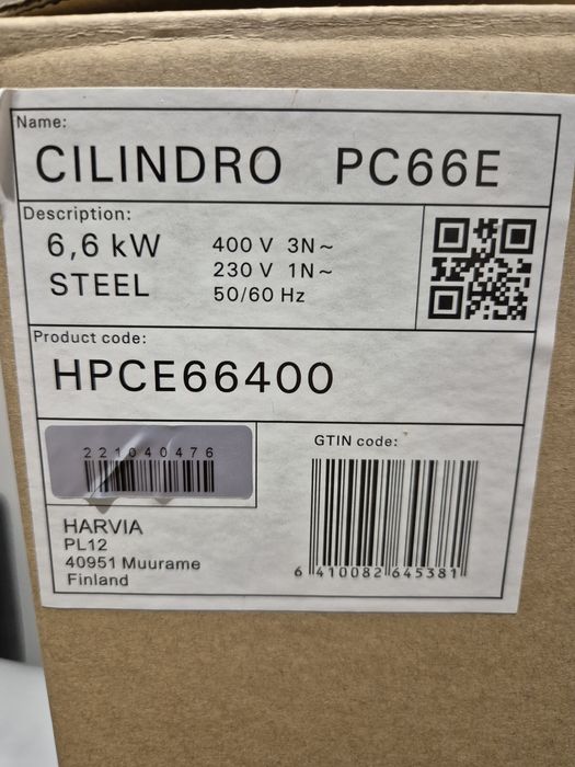 Piec do sauny Harvia cylindro PC66E 6,6 kW + kamienie