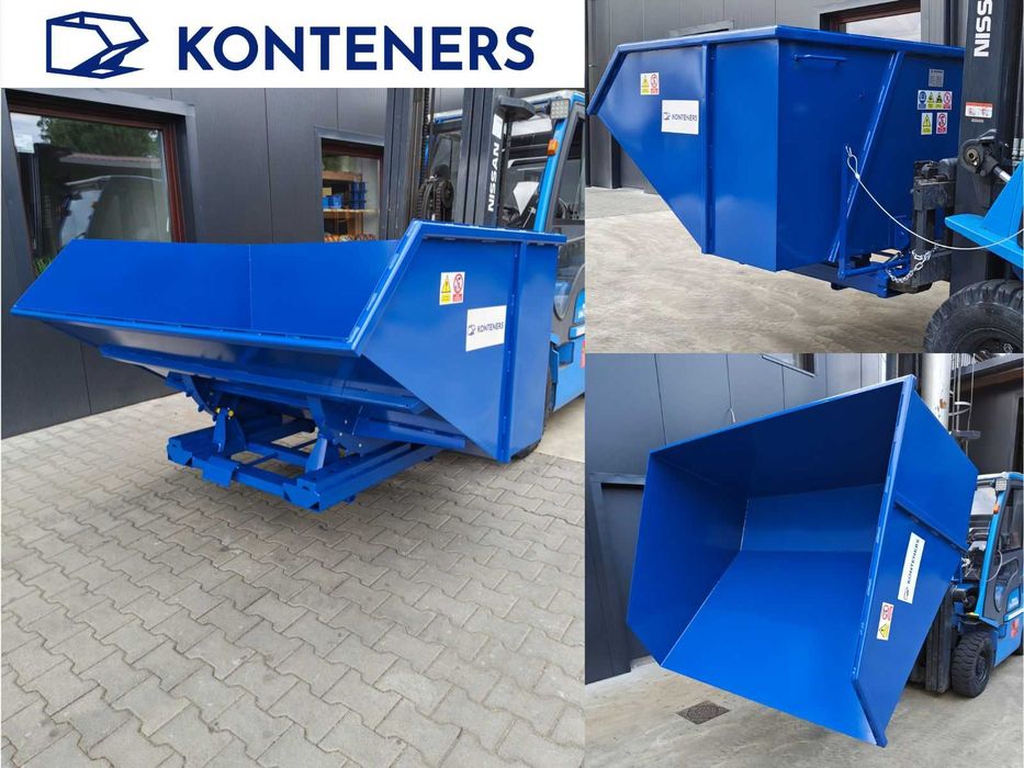 Kontener samowyładowczy do wózka widłowego 2m3 / ZŁOM/ TROCINY/ DREWNO/ WIÓRY/ Koleba na widły, pojemnik metalowy / mulda 2000 L , producent