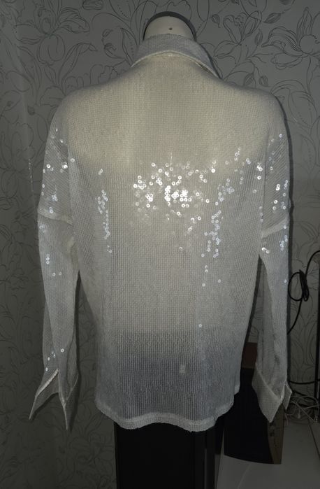 Біла рубашка кімоно з паєтками М,  Л,  XL