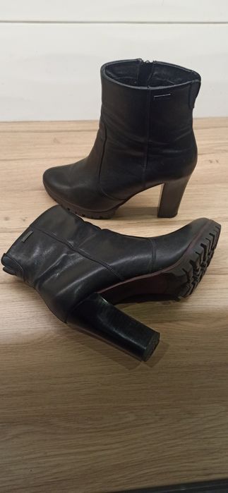 Botki zimowe skórzane Lasocki CCC 37 słupek platforma traper