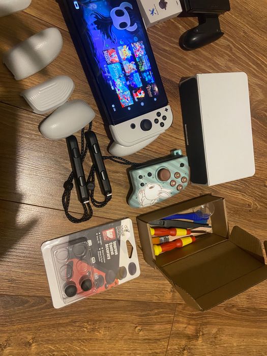 Nintendo switch oled przerobiony + akcesoria