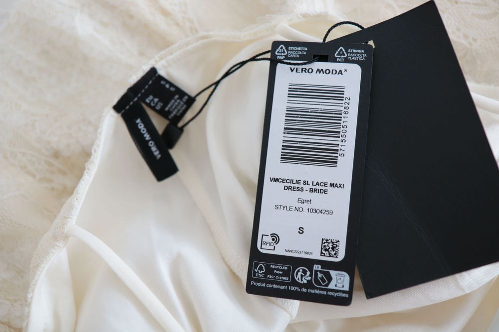 Długa sukienka VERO MODA Bridal S 36 koronkowa cekinowa lou maxi ślub