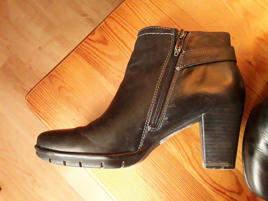Botki czarne Tamaris Skóra Naturalna