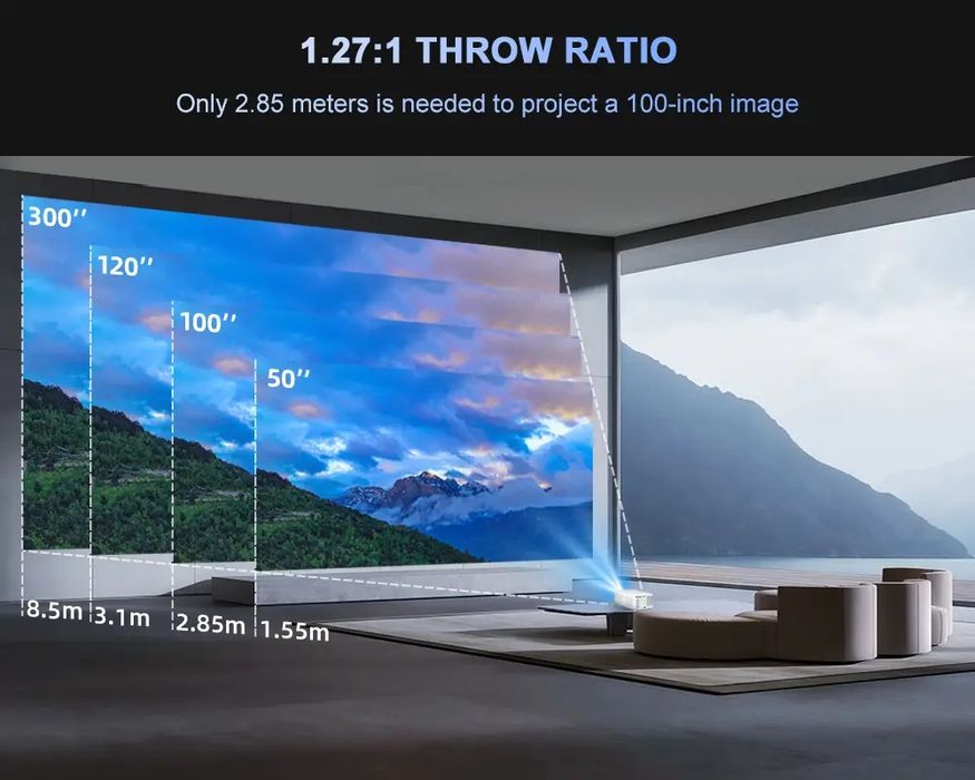 Проєктор 4K Flixtone D10S 4000 ANSI Android Smart TV WiFi 6 Bluetooth
