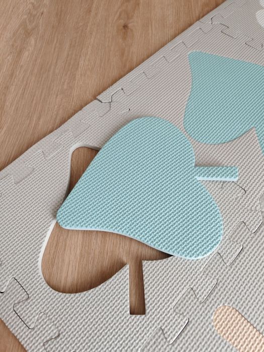 Piankowa mata dla niemowlaka dziecka puzzle szara niebieska