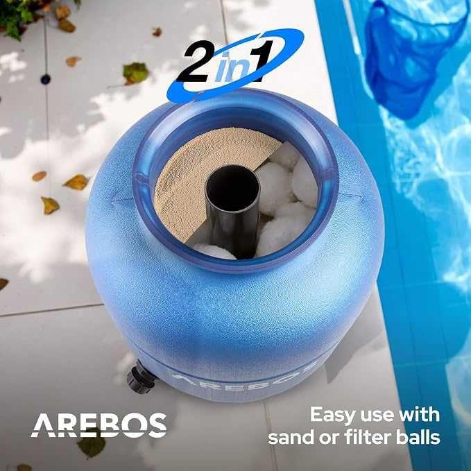 Arebos filtr piaskowy z pompą ,600 g kulek filtracyjnych ,350 W, 9500 L/h