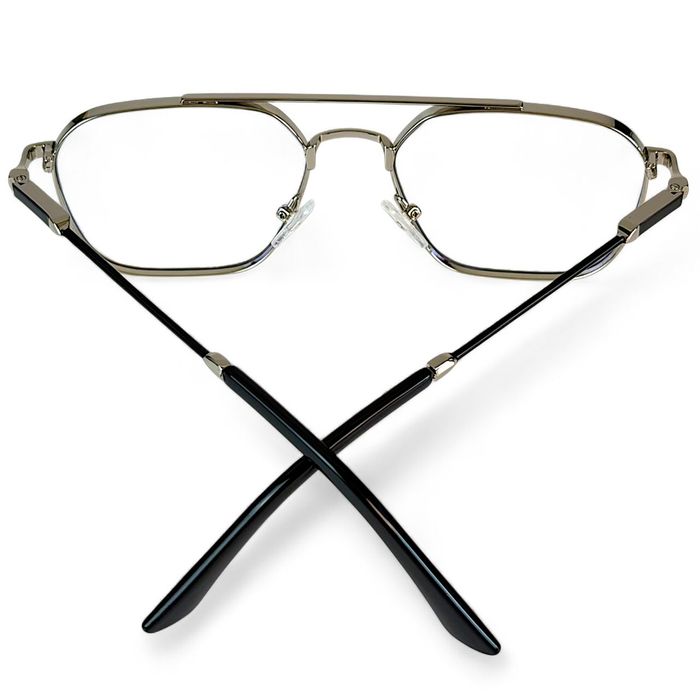 Okulary Do Komputera Blue Light Awiator Srebrne Metalowe Unisex Zestaw