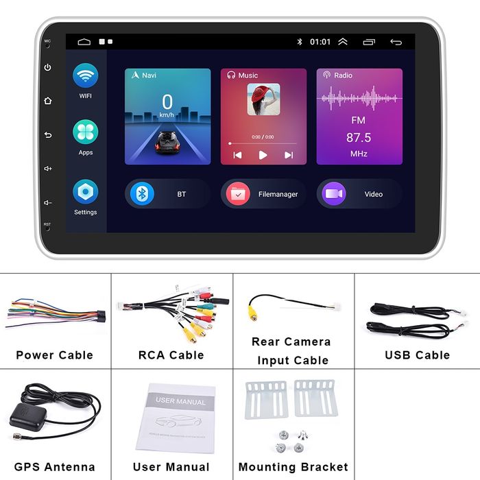 Rádio 1din rotativo android 11 2/32GB GPS WiFi Carplay HiFi SELADO