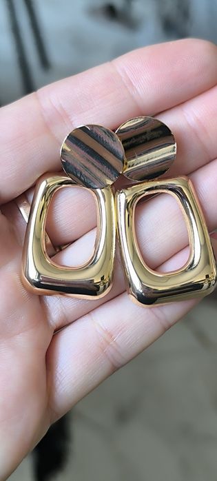 Nowe kolczyki w stylu retro złote wzory sztyfty