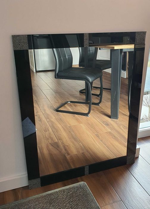 Lustro Dubiel Vitrum, zdobione, czarny dekor,cekiny