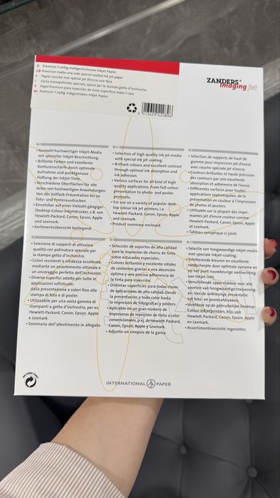 Фотобумага Zanders 180г глянец / 160г матт - 50 листов РАСПРОДАЖА
