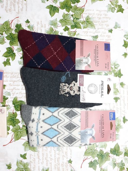 6 pares de meias novas em lã tamanho 35-40