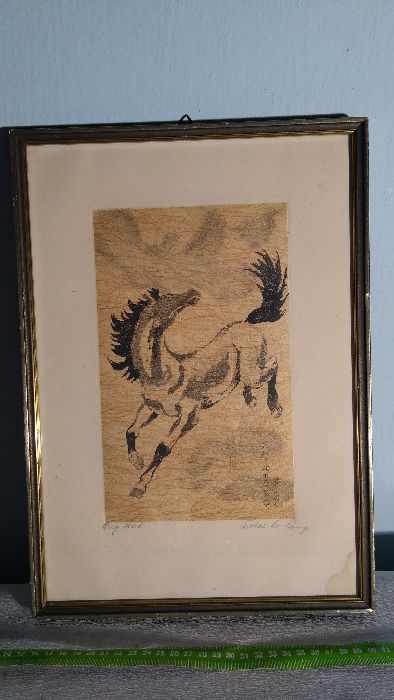 Obraz , Koń , grafika , sygnowana , cena 350 zł.