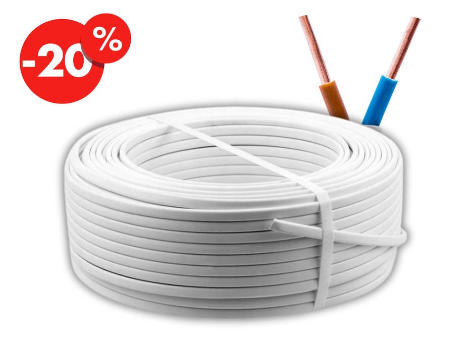 Przewód Kabel Instalacyjny YDYp 2x1,5 25m Płaski Podtynkowy - OKAZJA