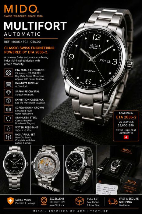 MIDO Multifort Automatic – Full Set – Caliber  ETA 2836-2 – Swiss Made