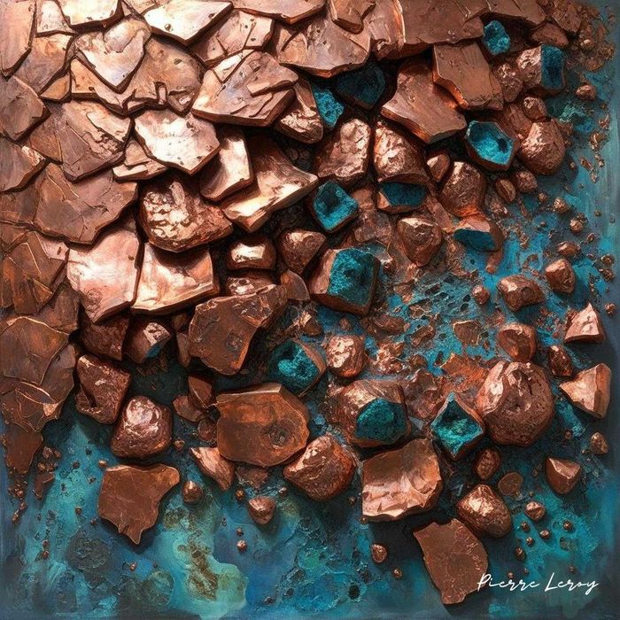 "Miedziana Fantazja" z kolekcji Pierre Leroy - 100cm x 100cm