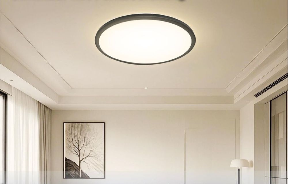 Lampa sufitowa LED, duży plafon 42cm, ściemniany, pilot