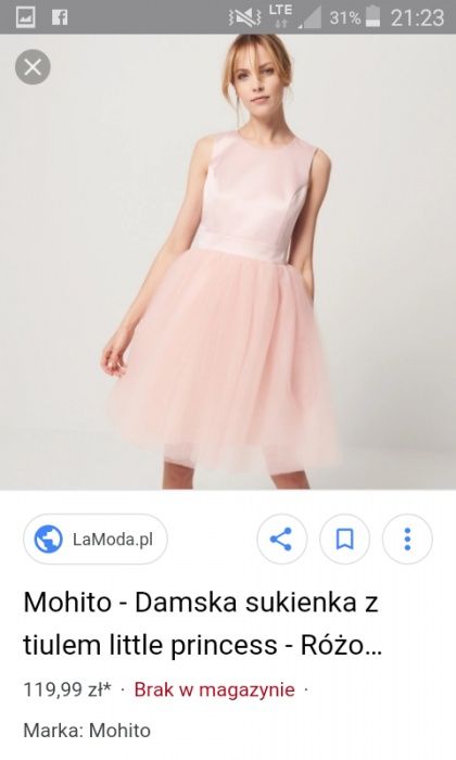 Sukienka nowa Mohito tiul pudrowy róż