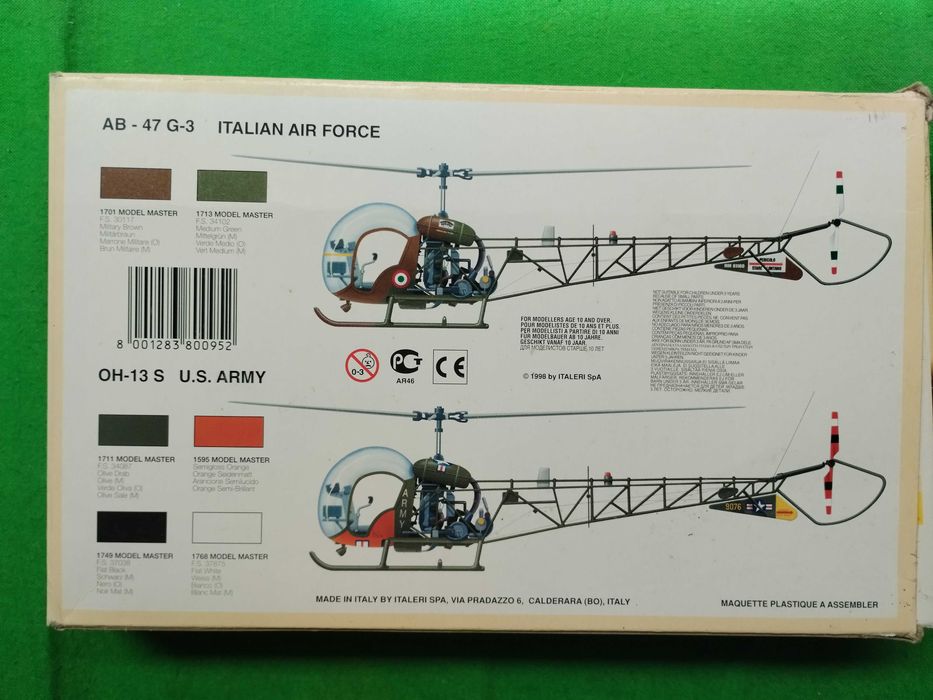 1/72 Italeri #095 - Bell AB-47 | Bell H-13 Sioux decalques kit modelismo