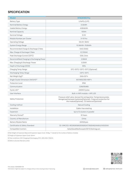 DYNESS STACK100 PRO 15.36 kWh HV z BMS – magazyn energii LiFePO4