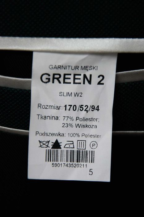 Garnitur męski butelkowa zieleń