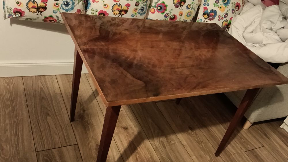 Stolik ława PRL brąz