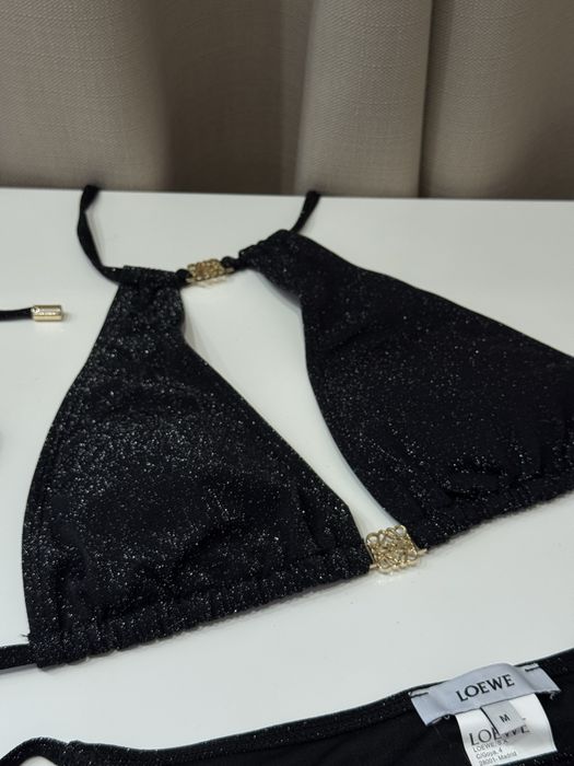 Купальник Loewe чорний сяючий М блискучий з блискітками на зав’язках