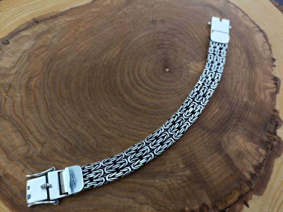 Широкий серебряный браслет Тройная Византия. Срібний браслет Візантія.