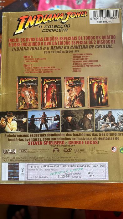 Coleção completa filmes indiana Jones DVD