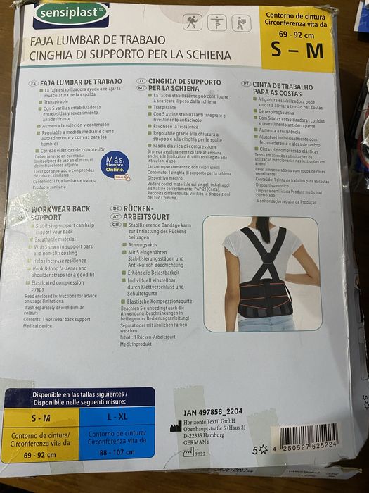 Colete de apoio lombar S/M Novo - Sansiplast