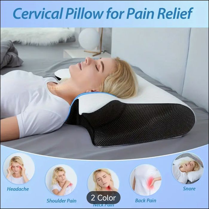 Travesseiro de Pescoço Viscoelástico, Ortopédico Ergonómico 2em1