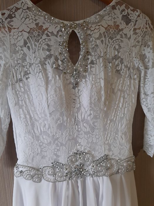 Свадебное платье В ИДЕАЛЕ в камнях с рукавом 46 48